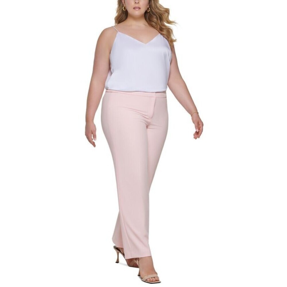 Calvin Klein Women's Plus Size Lux Highline Straight Legs Fit Pants RosePink 22W